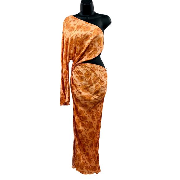 Free people x Jens Pirate booty orange Floral One Sleeve Aliana Dress - Picture 8 of 9